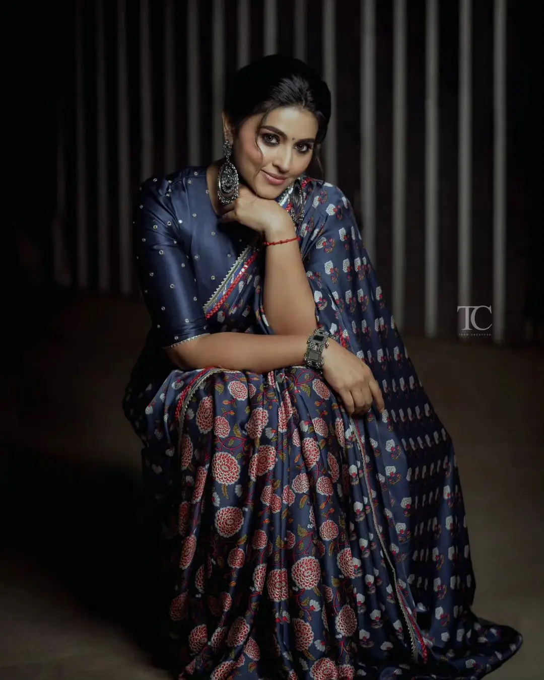 South Indian Girl Sneha In Traditional Blue Saree Blouse